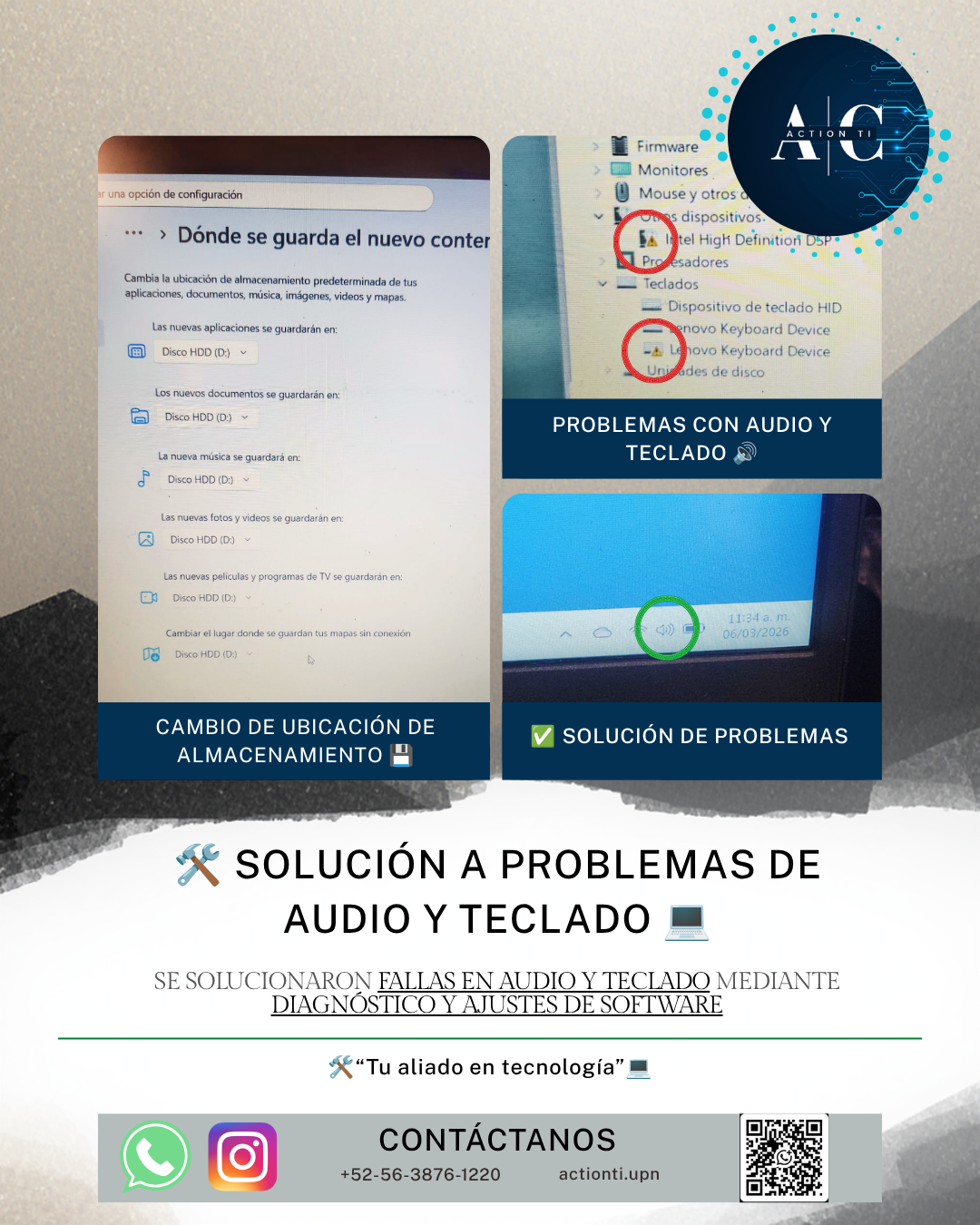 Solución problemas de audio y teclado laptop