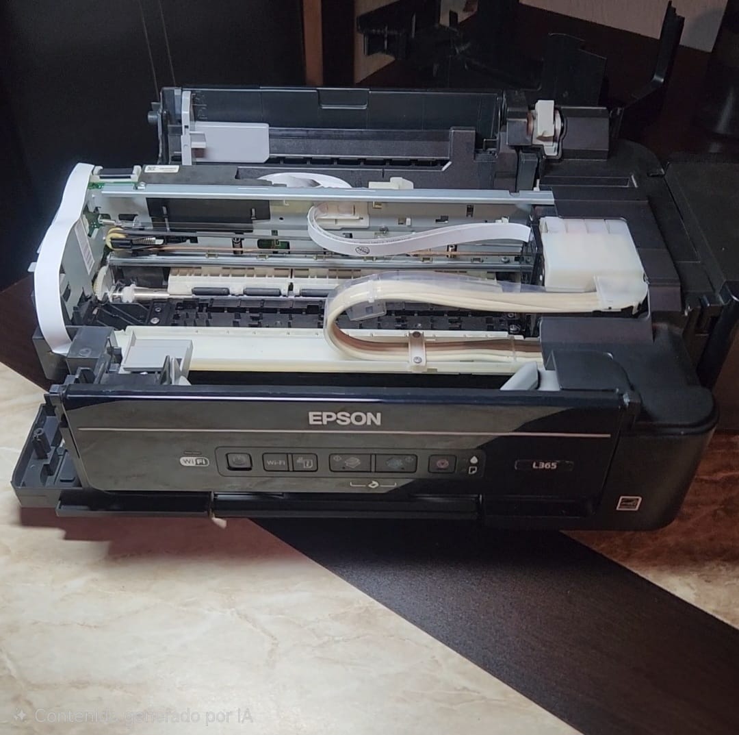 Impresora Epson L365 abierta para reparación